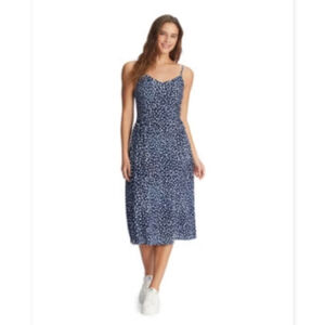 Roxy Women's Blue Dot A-Line Side Smocked Dress Size XL
